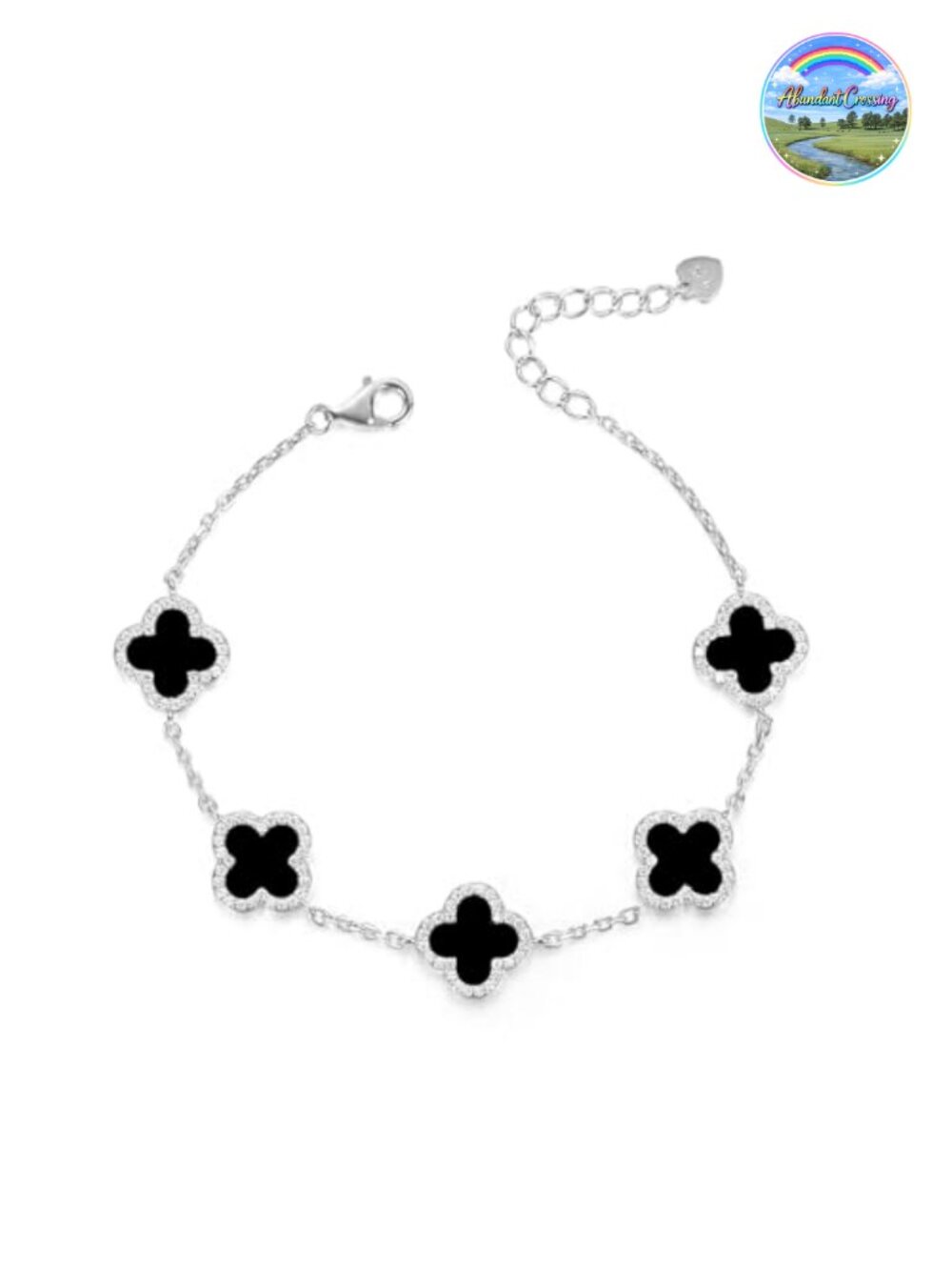 925 Sterling Silver Clover Link Bracelet for Women Adjustable Charm Chain